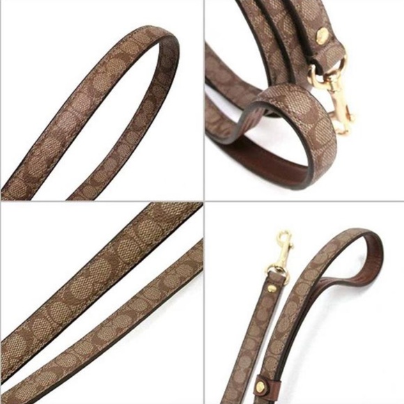 JUST SOLD ELSEWHERE Small Pet Leash Coach Khaki Saddle Signature Cross… - Picture 3 of 7
